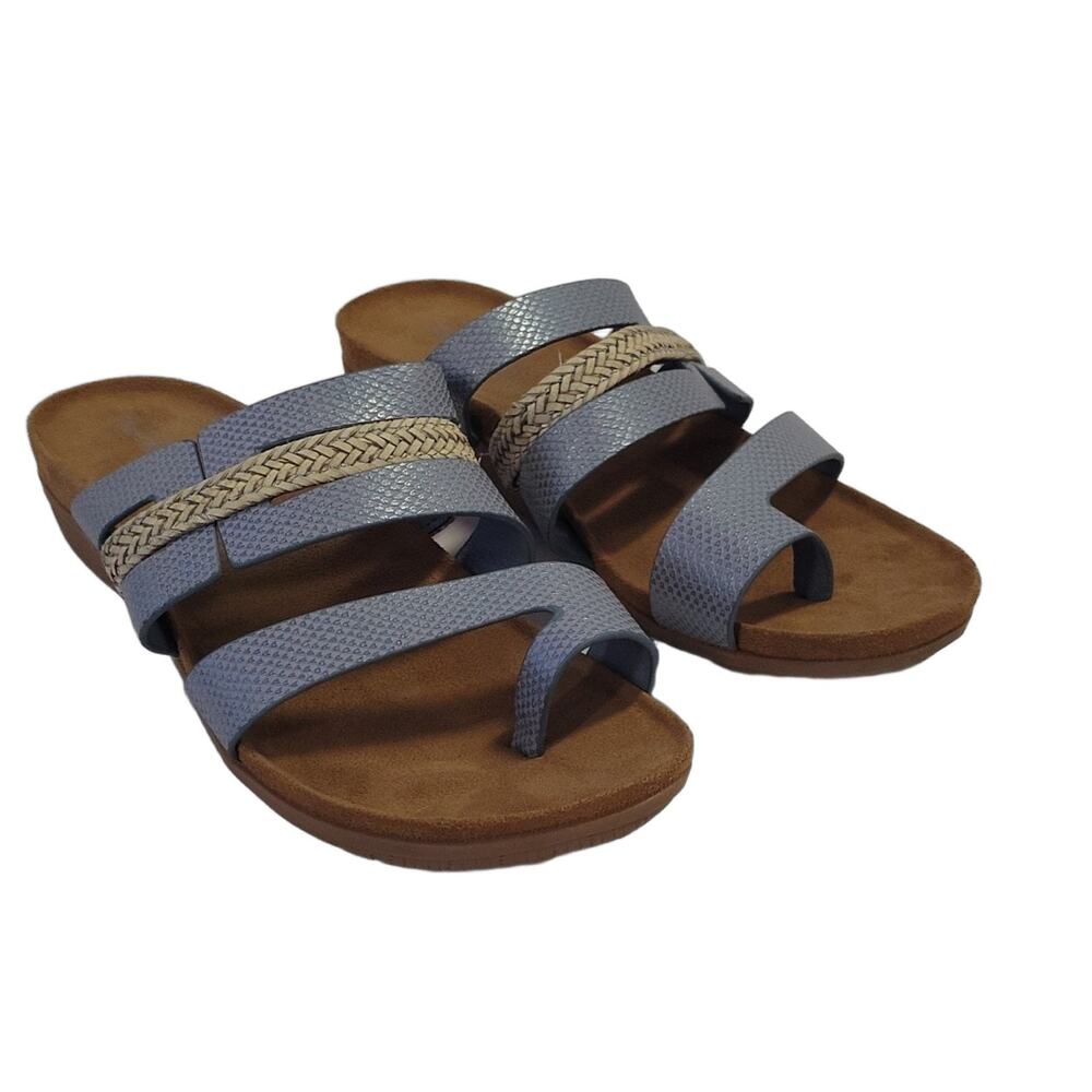 Baretraps JORRY WMS 8.5W Blue Braided Toe Loop Sandals Comfort Flat